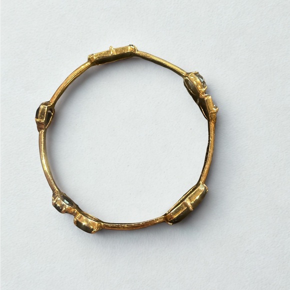 Kate Spade -Gold Tone Metal Bangle Bracelet with Black Stones, Slip On Style - Picture 4 of 4